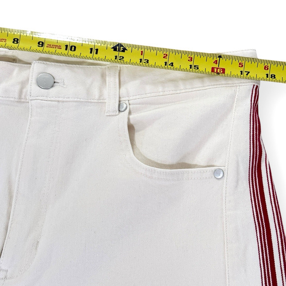 Anthropologie Pilcro Dishtowel Stripe Mid-Rise Wide-Leg Jeans Womens 32 Ivory - Picture 10 of 13